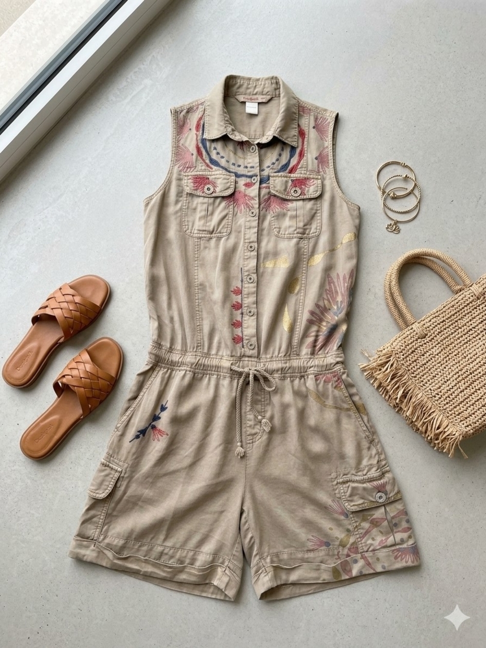 Desigual Embroidered Romper Size 36 (Fits XS/S)